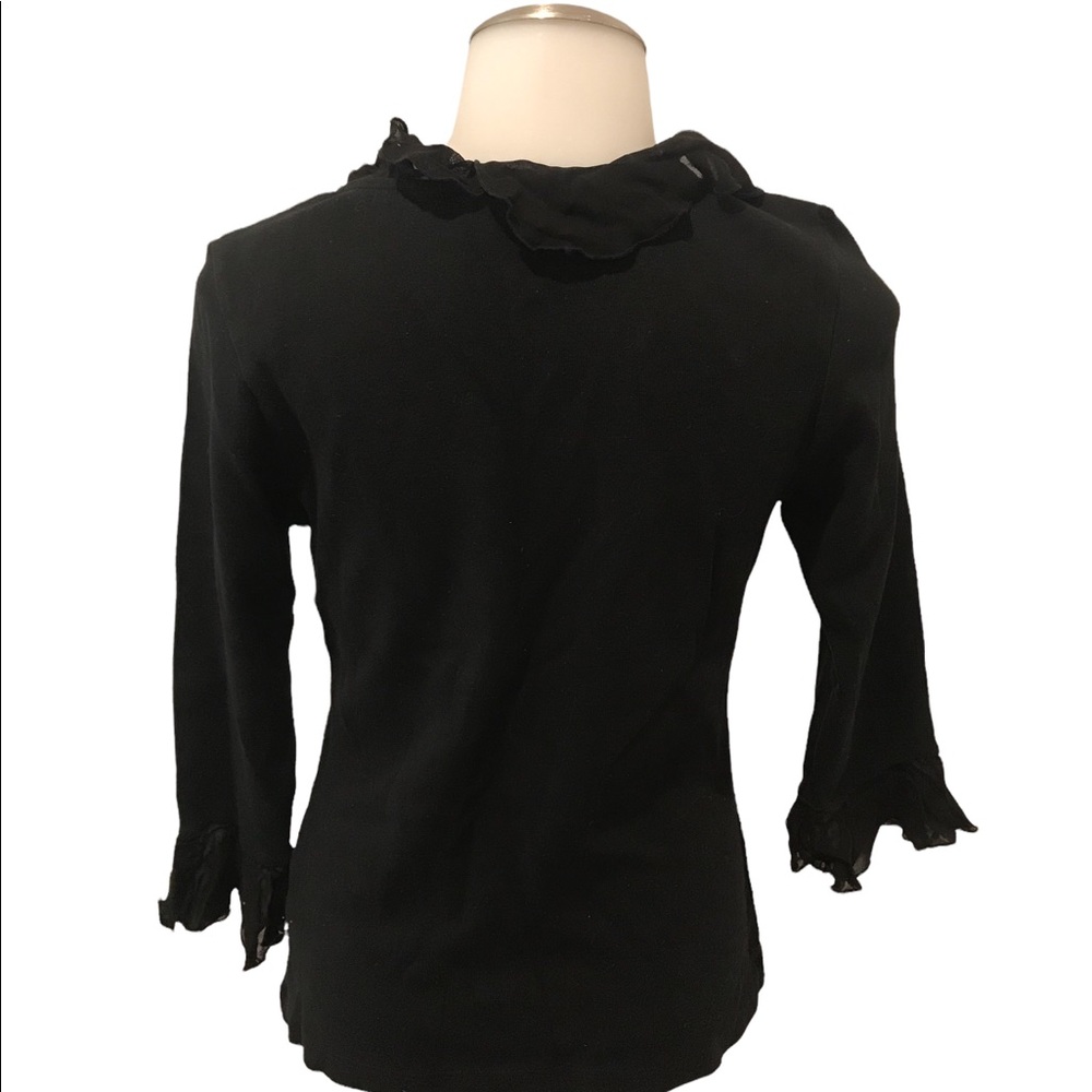 4 For $20…Fibers - Barbara Lesser S ruffled v neck 3/4 sleeve top - Picture 3 of 7